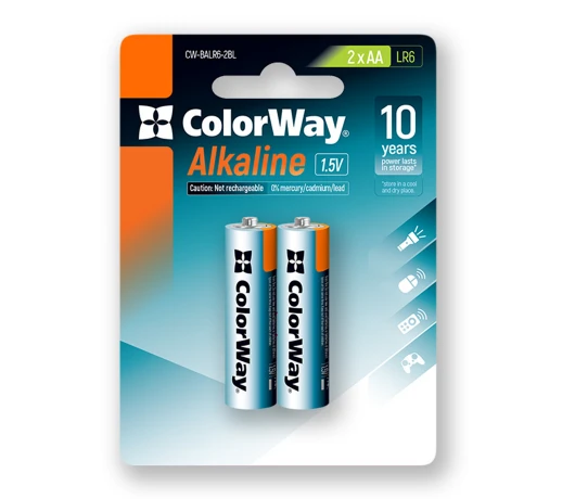 Батарейки ColorWay Alkaline Power AA 1х2 шт (CW-BALR06-2BL)