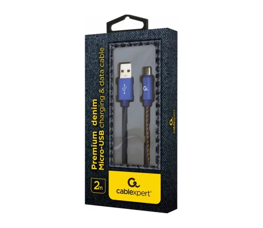 Кабель USB Cablexpert CC-USB2J-AMmBM-2M-BL Micro, 2м