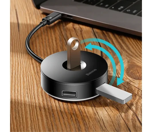 USB HUB Baseus round box (Type-C to 1USB3.0 + 3USB2.0) Black