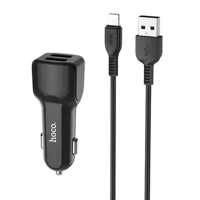 Автомобільний зарядний пристрій Hoco Z21 3.4A / 1 USB + lighting cable Black