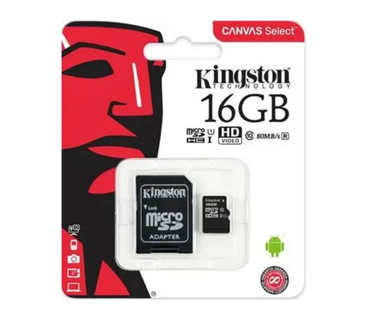 Карта памяти KINGSTON microSD 16GB Canvas (R100/W10) clas10 + ad