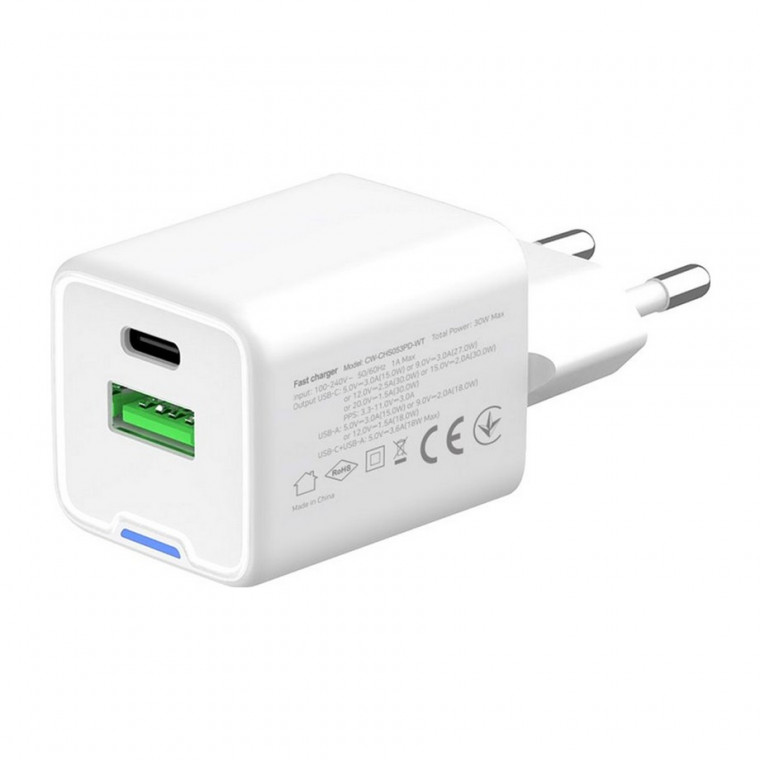 Зарядное устройство Colorway GaN3 Mini 30W PD Port PPS USB White (CW-CHS053PD-WT)