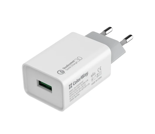 Зарядное устройство Colorway 1USB Quick Charge 3.0 (18W) (CW-CHS013Q-WT)