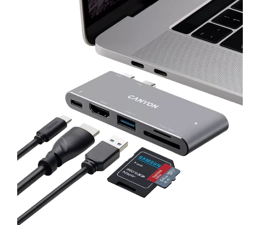 Док-станція CANYON Multiport Hub 3-в-1 Thunderbolt 3 (CNS-TDS01DG)