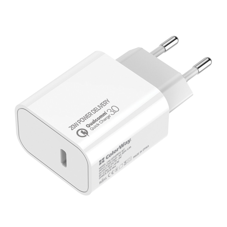 Зарядний пристрій Colorway PD Port USB Type-C (20W) V2 (CW-CHS026PD-WT)