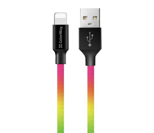 Кабель Colorway USB - Lightning (multicolor) 2.4А 1м (CW-CBUL016-MC)