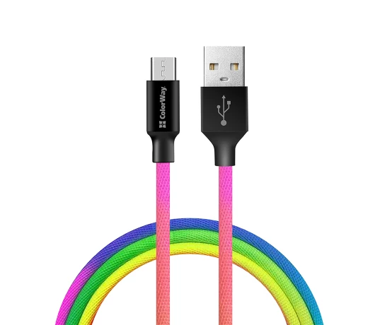 Кабель Colorway USB - MicroUSB (multicolor) 2.4А 1м (CW-CBUM017-MC)