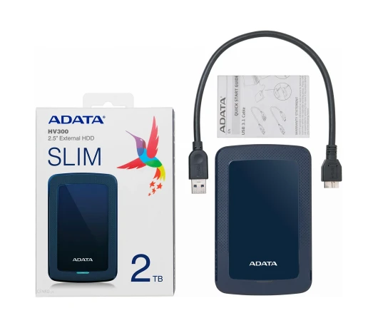 Жесткий диск ADATA DashDrive HV300 2TB AHV300-2TU31-CBL 2.5 USB 3.1 External Slim Blue