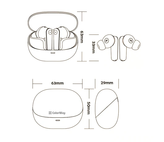 Навушники СolorWay Slim TWS-1 Earbuds Long Life Black (CW-TWS1BK1)