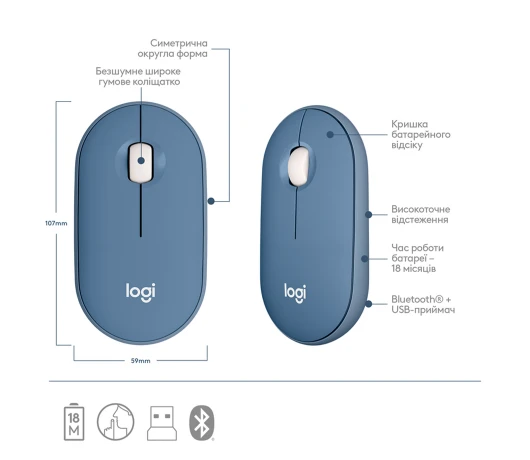 Мышь Logitech M350 Wireless Blueberry (910-006753)