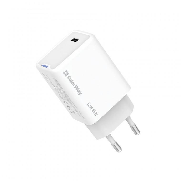 Зарядное устройство Colorway GaN Mini 65W PD Port PPS USB-C (CW-CHS049PD-WT)