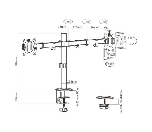 Кронштейн для монитора Brateck LDT66-C024