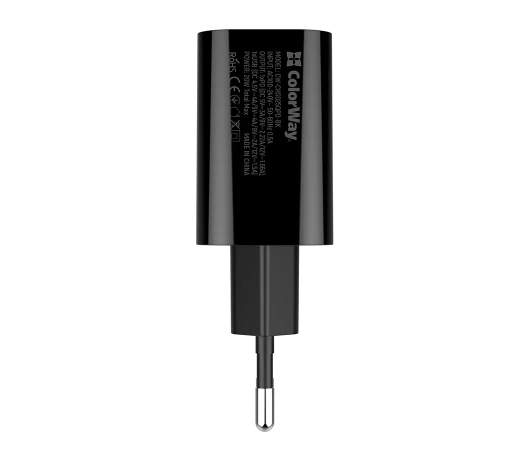 Зарядний пристрій Colorway Type-C PD + USB QC3.0 (20W) V2 (CW-CHS025QPD-BK)