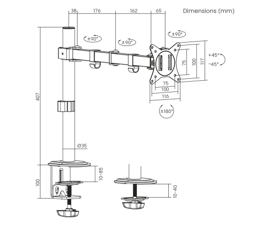 Кронштейн для монитора Brateck LDT66-C012