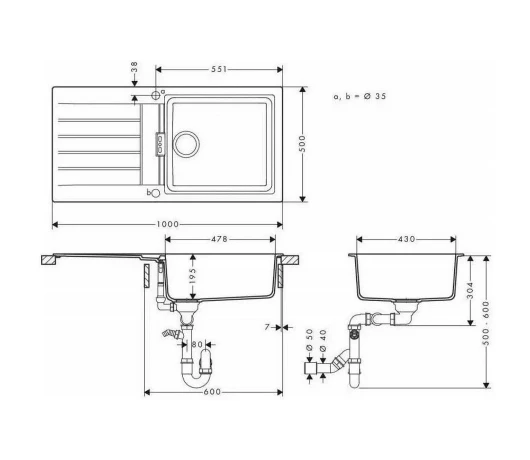 Мойка кухонная Hansgrohe S52 (43358290)