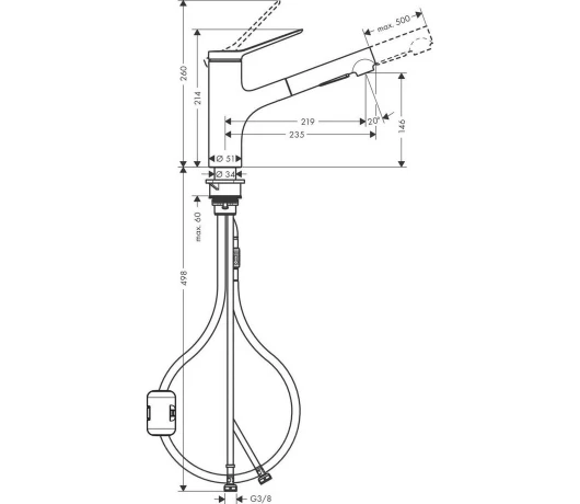 Змішувач для кухні Hansgrohe Zesis M33 (74800000)