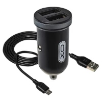 Автомобільний зарядний пристрій XO TZ08 2.1A/2 USB + Type-C Black