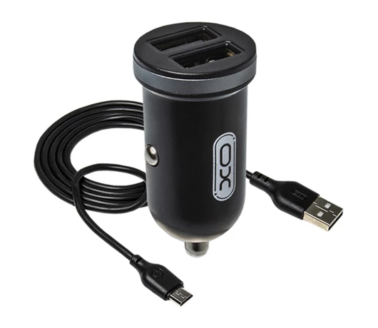 Автомобільний зарядний пристрій XO TZ08 2.1A/2 USB + Type-C Black