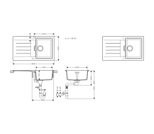 Мойка кухонная Hansgrohe S52 (43356290)