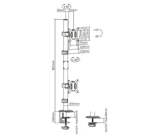 Кронштейн для монитора Brateck LDT66-C02V