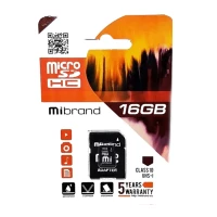 Карта памяти Mibrand microSD 16Gb class 10 (adapter SD)