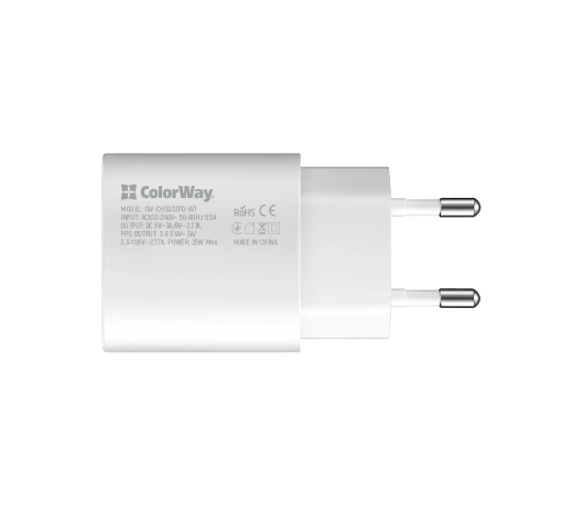 Зарядное устройство Colorway PD Port PPS USB Type-C (25W) Білий (CW-CHS033PD-WT)