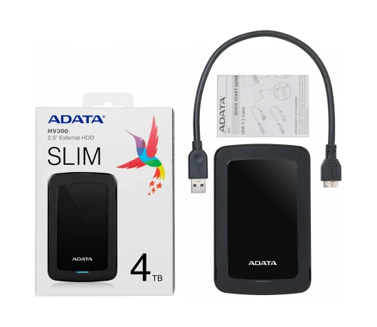 Жорсткий диск ADATA DashDrive HV300 4TB AHV300-4TU31-CBK 2.5 USB 3.1 External Slim Black