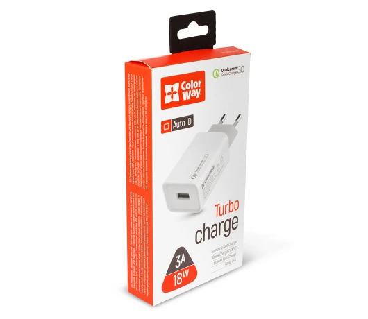 Зарядное устройство Colorway 1USB Quick Charge 3.0 (18W) (CW-CHS013Q-WT)