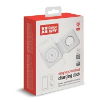 Беспроводное зарядное устройство Colorway MagSafe Duo Charger 15W for iPhone (White) (CW-CHW32Q-WT)