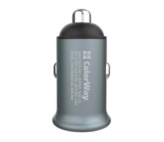 Автомобильное зарядное устройство Colorway 2USB Quick Charge 3.0 (36W) Grey (CW-CHA036Q-GR)