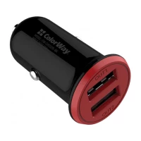 Автомобильное зарядное устройство Colorway 2USB AUTO ID 3.4A (17W) Red/Black (CW-CHA026-BK)