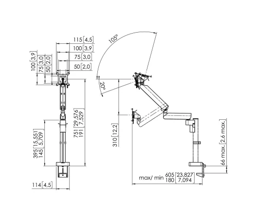 Кронштейн для монітора VOGELS MOMO 4137 Monitor Mount Motion+ Black