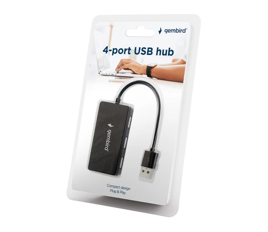 Концентратор Gembird UHB-U2P4-04 на 4 порти USB 2.0, Type-A