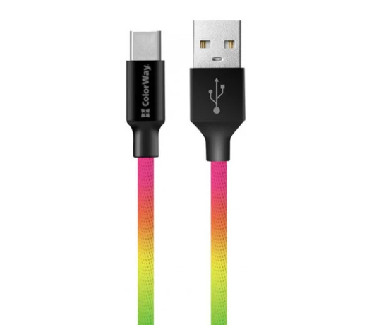 Кабель Colorway USB - Type-C (multicolor) 2.4А 1м (CW-CBUC018-MC)