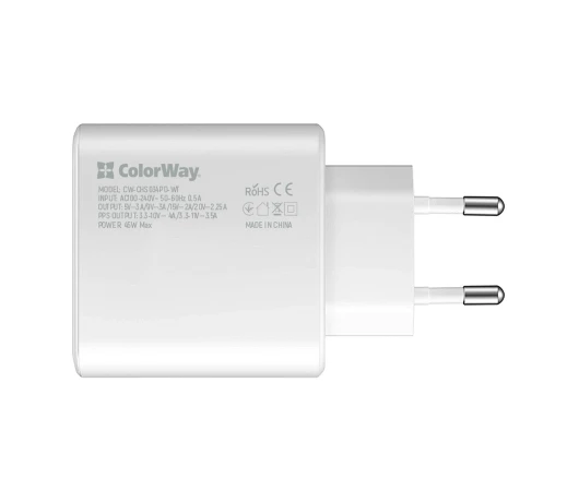 Зарядное устройство Colorway PD Port PPS USB Type-C (45W) Білий (CW-CHS034PD-WT)