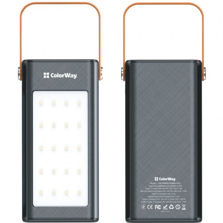 Зовнішній акумулятор Colorway (CW-PB800LPA8BK-PDD) 80000 mAh 22,5w Black