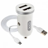 Автомобильное зарядное устройство XO TZ08 2.1A/2 USB + microUSB White