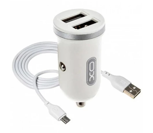 Автомобільний зарядний пристрій XO TZ08 2.1A/2 USB + microUSB White