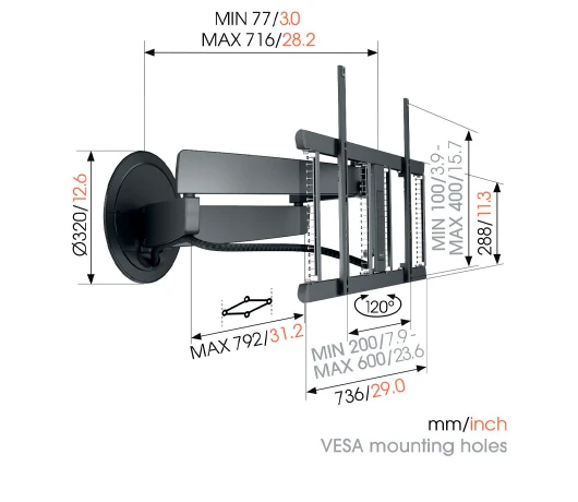 Кронштейн для телевізора VOGELS TVM 7675 MotionMount Black