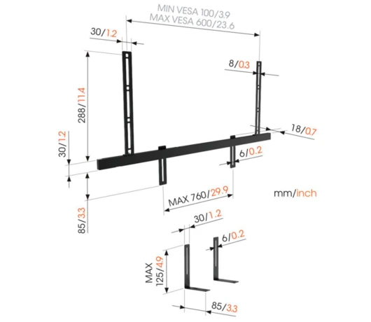 Кронштейн для акустичних систем VOGELS SOUND 3550 Sound Bar Mount