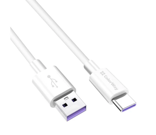 Кабель Colorway USB - Type-C (Fast Charging) 5А 1м (CW-CBUC019-WH)