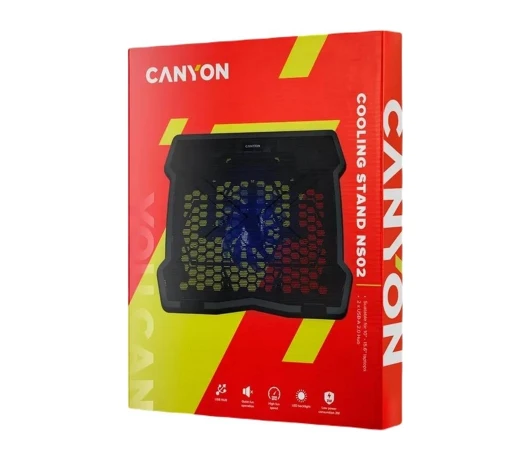 Подставка для ноутбука Canyon NS02 1Fan 2USB LED Black (CNE-HNS02)