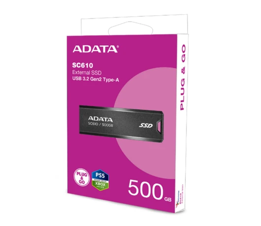 Зовнішній SSD диск ADATA SC610 500GB USB 3.2  550/500Mb/s Black