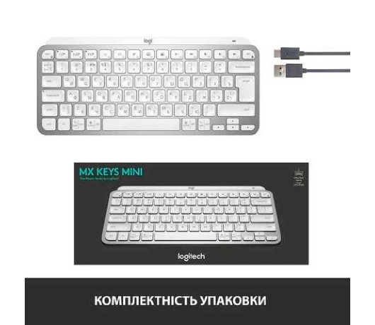 Клавіатура безпровідна Logitech MX Keys Mini Pale Grey (920-010499)