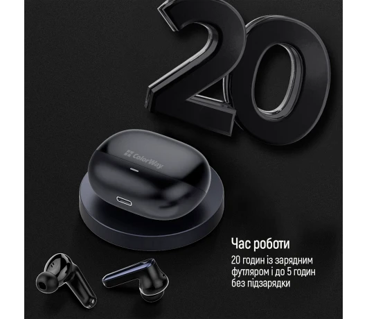 Навушники СolorWay Slim TWS-1 Earbuds Long Life Black (CW-TWS1BK1)