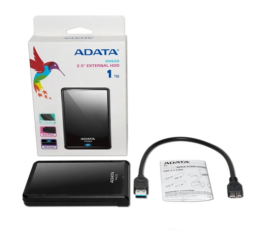 Жесткий диск ADATA DashDrive Classic HV620S 1TB AHV620S-1TU31-CBK 2.5" USB 3.1 External Slim Black