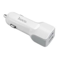 Автомобильное зарядное устройство Hoco Z23 2,4A / 2 USB + lighting cable White
