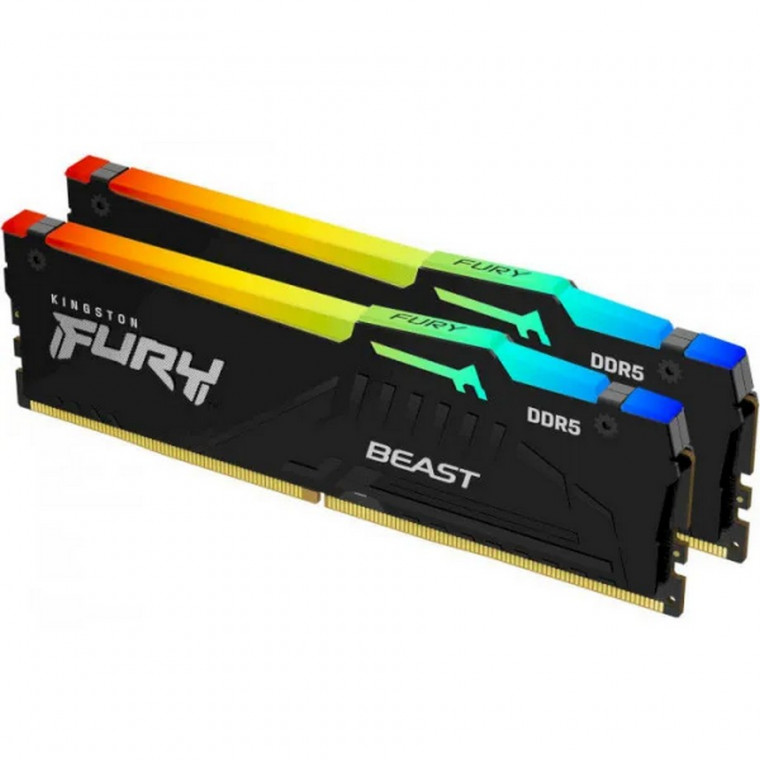 Пам'ять ПК Kingston DDR5 64GB KIT (32GBx2) 5600 FURY Beast RGB XMP (KF556C40BBAK2-64)