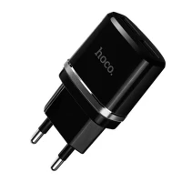 Зарядний пристрій Hoco C12 2.4A 2USB + lighting cable Black