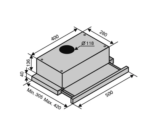 Витяжка Ventolux Garda 50 XBG (750) SMD LED